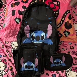 Stitch Kids Backpack Set - Black and Blue